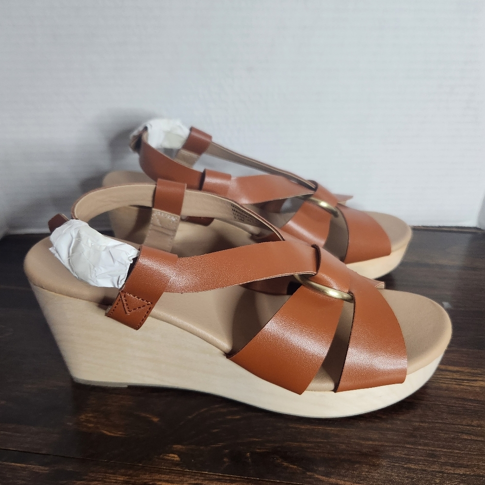 Ann Taylor LOFT platform wedges buckle sandals 9.5M NEW - Picture 3 of 12